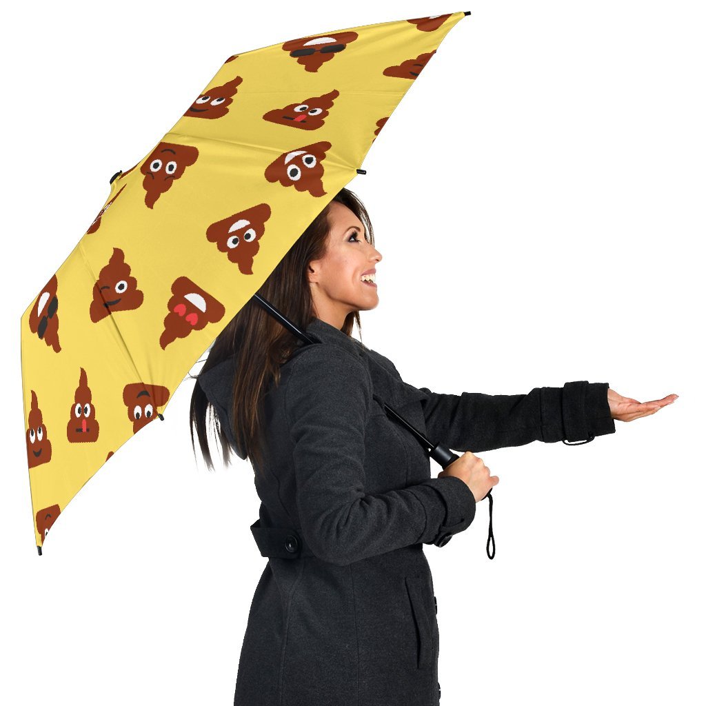 Emoji Poop Print Pattern Automatic Foldable Umbrella-grizzshop