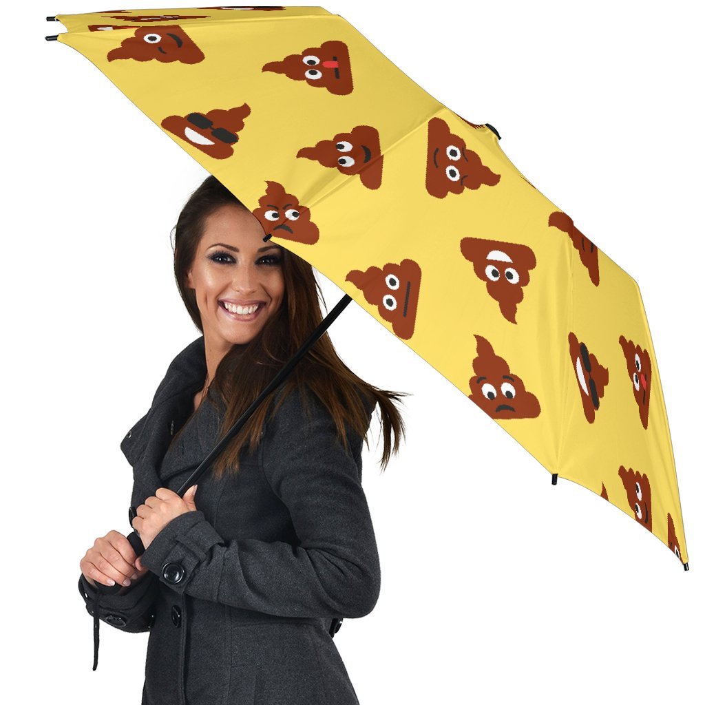 Emoji Poop Print Pattern Automatic Foldable Umbrella-grizzshop