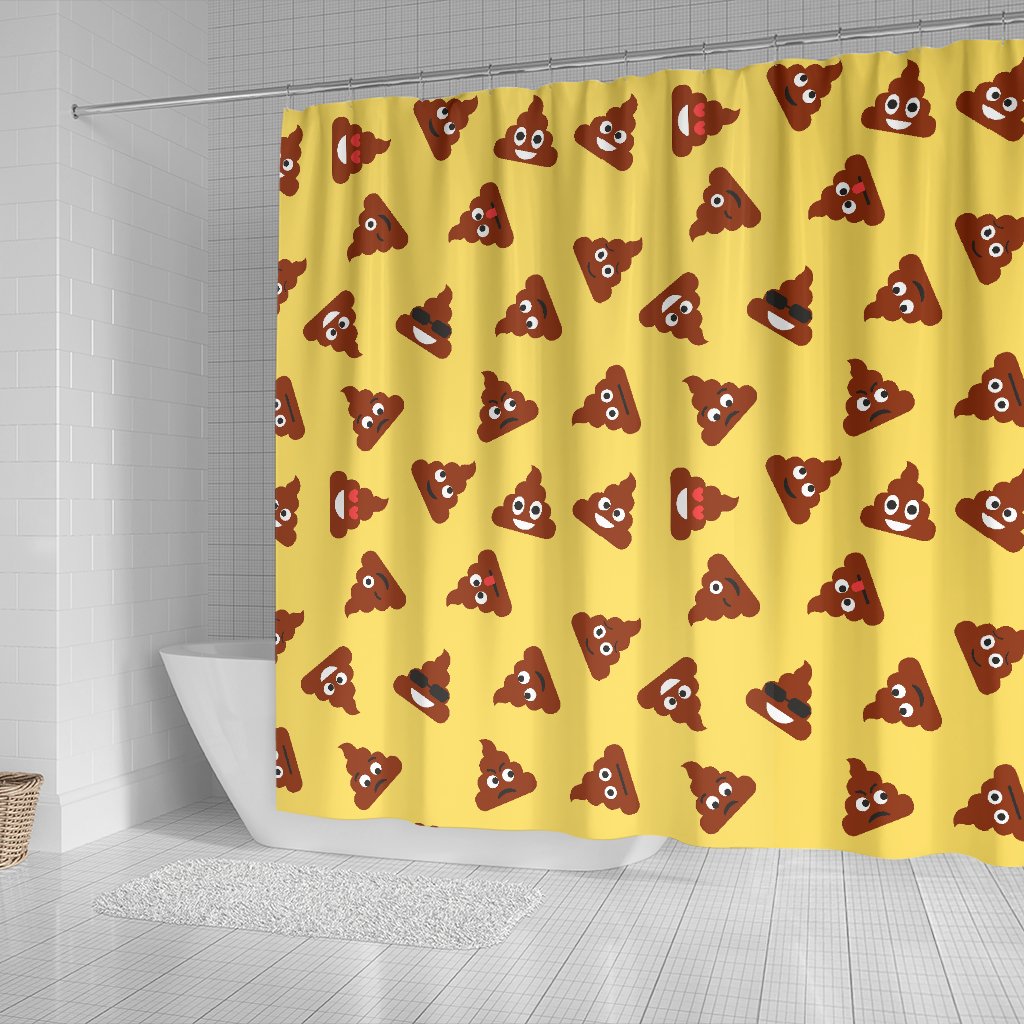 Emoji Poop Print Pattern Bathroom Shower Curtain-grizzshop