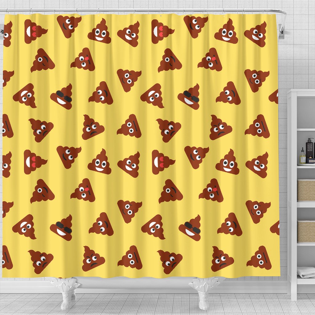 Emoji Poop Print Pattern Bathroom Shower Curtain-grizzshop