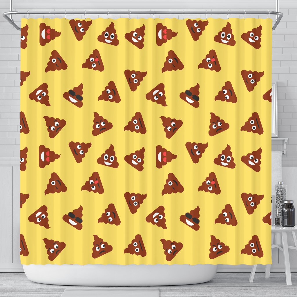 Emoji Poop Print Pattern Bathroom Shower Curtain-grizzshop