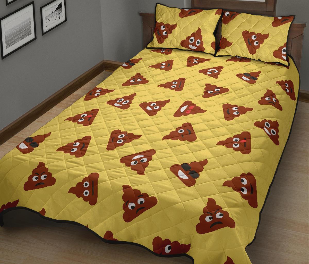 Emoji Poop Print Pattern Bed Set Quilt-grizzshop