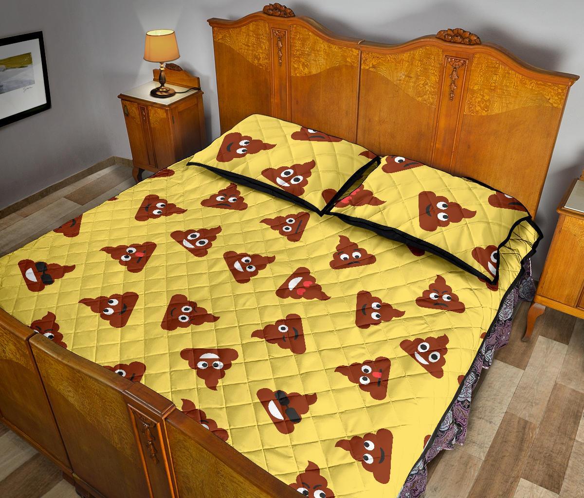 Emoji Poop Print Pattern Bed Set Quilt-grizzshop