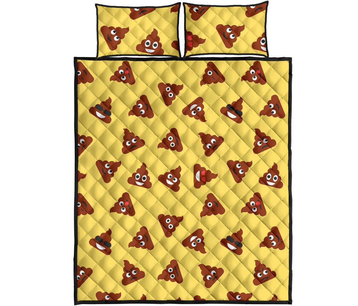 Emoji Poop Print Pattern Bed Set Quilt-grizzshop