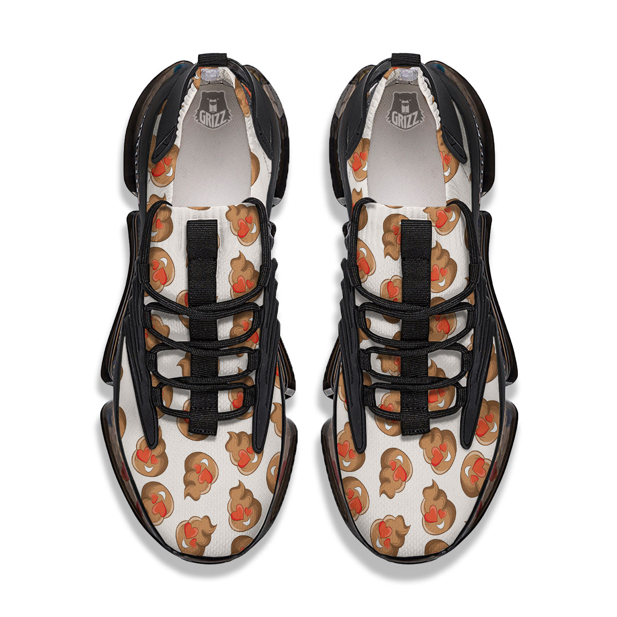 Emoji Poop Print Pattern Black Gym Shoes-grizzshop