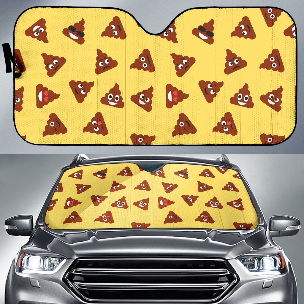 Emoji Poop Print Pattern Car Sun Shade-grizzshop