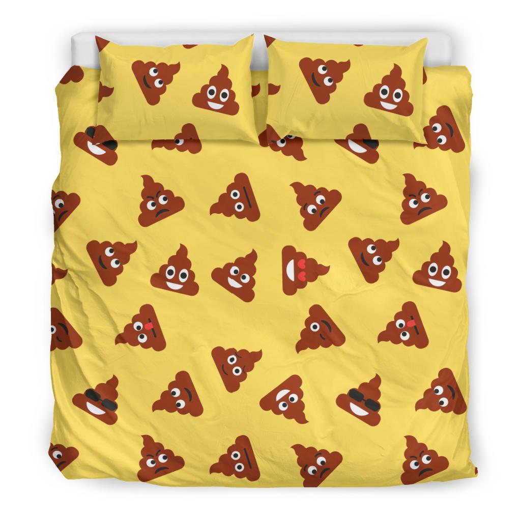 Emoji Poop Print Pattern Duvet Cover Bedding Set-grizzshop