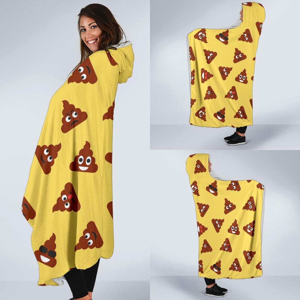 Emoji Poop Print Pattern Hooded Blanket-grizzshop