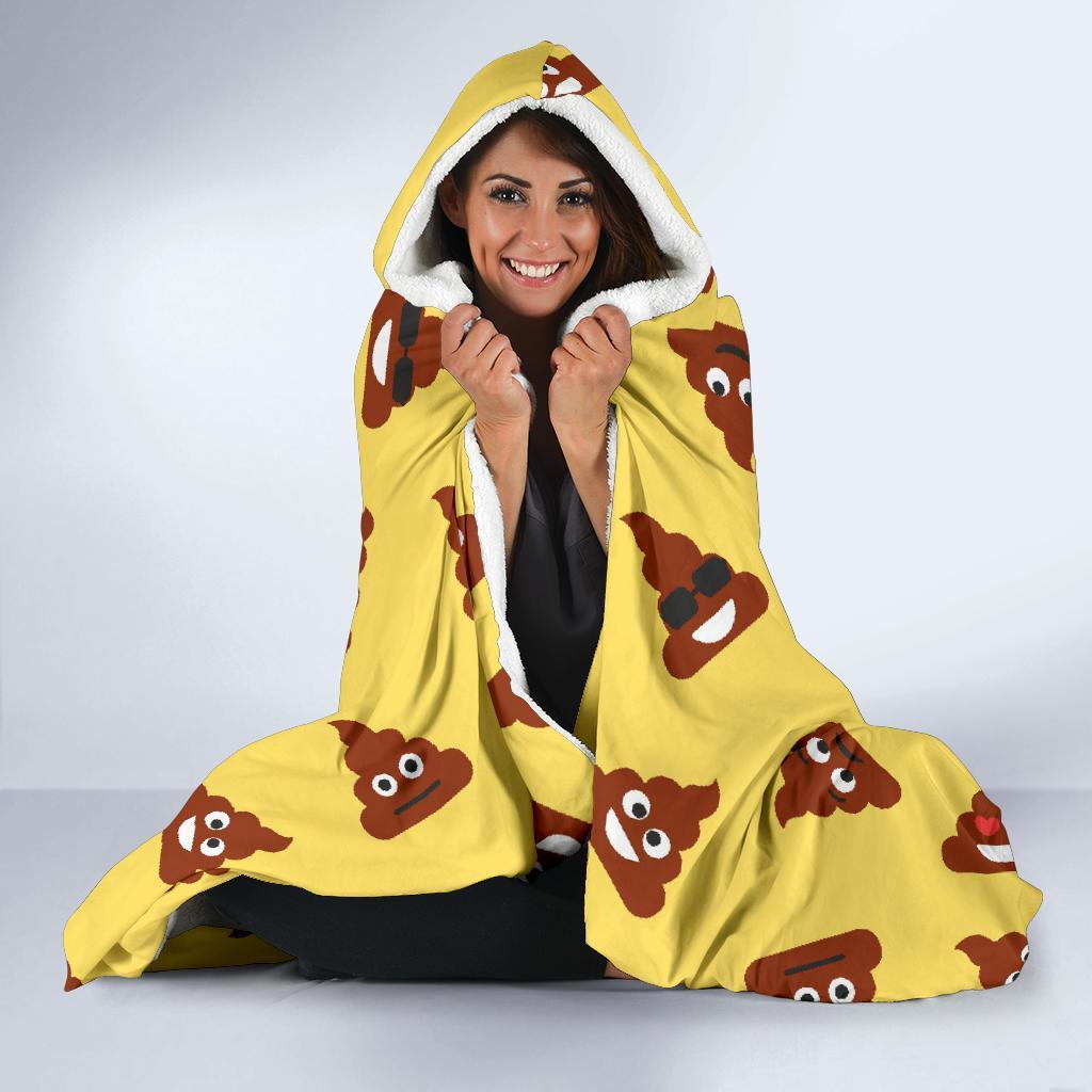 Emoji Poop Print Pattern Hooded Blanket-grizzshop