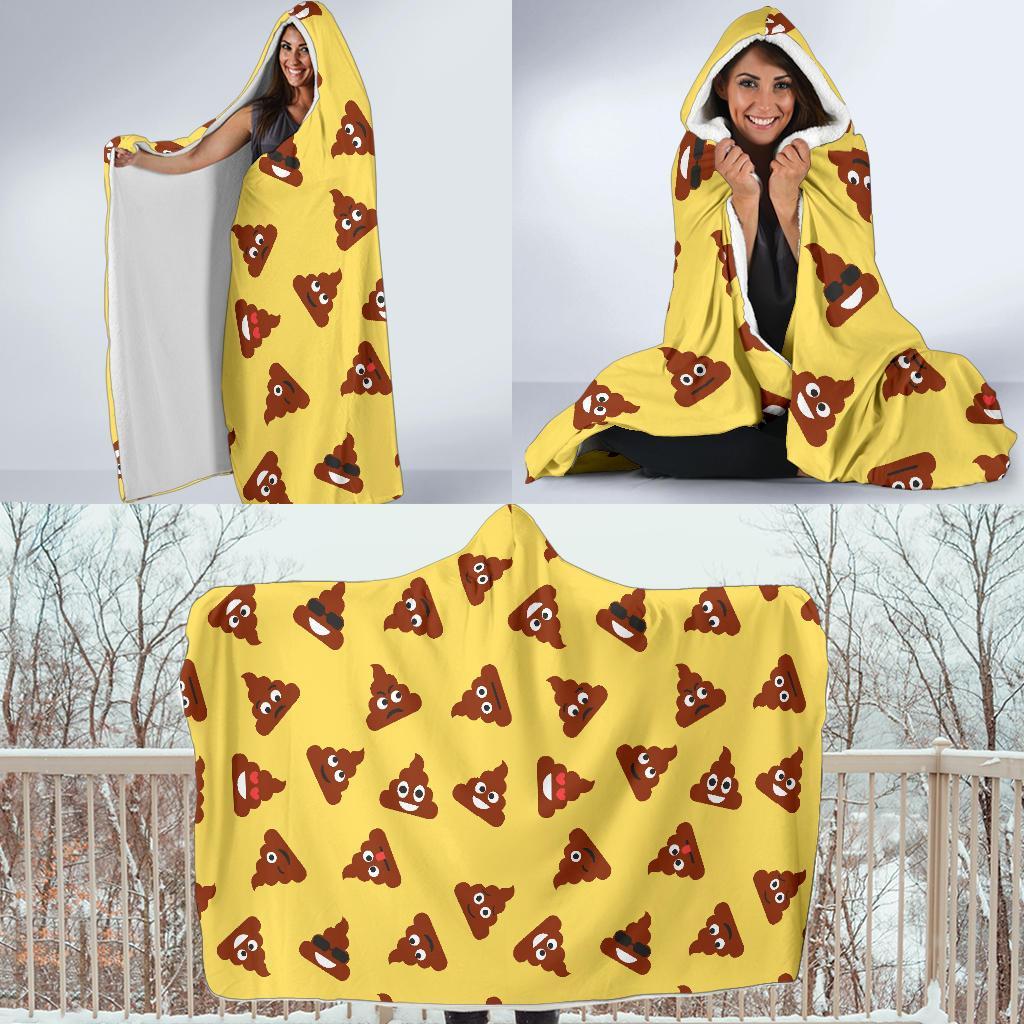 Emoji Poop Print Pattern Hooded Blanket-grizzshop