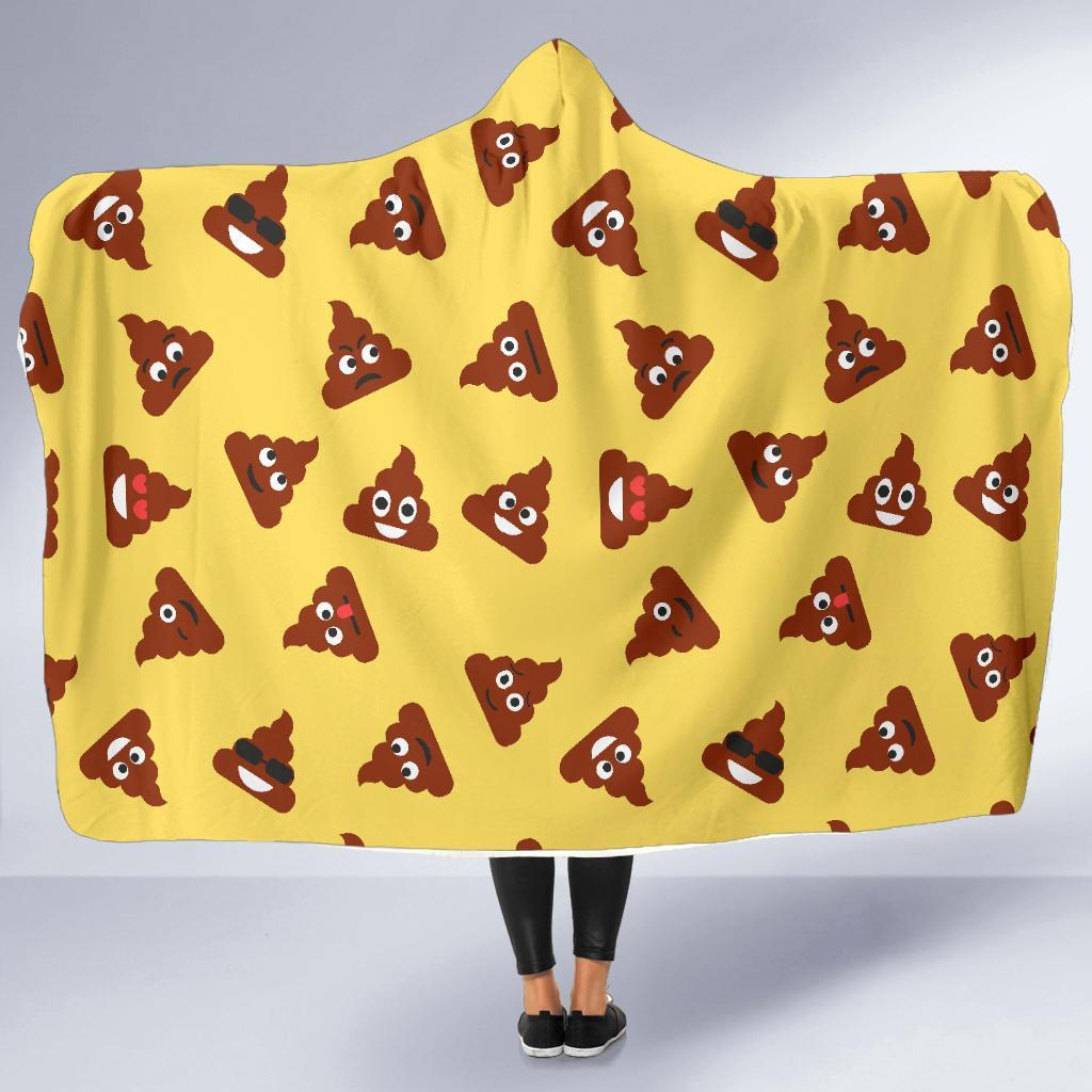 Emoji Poop Print Pattern Hooded Blanket-grizzshop