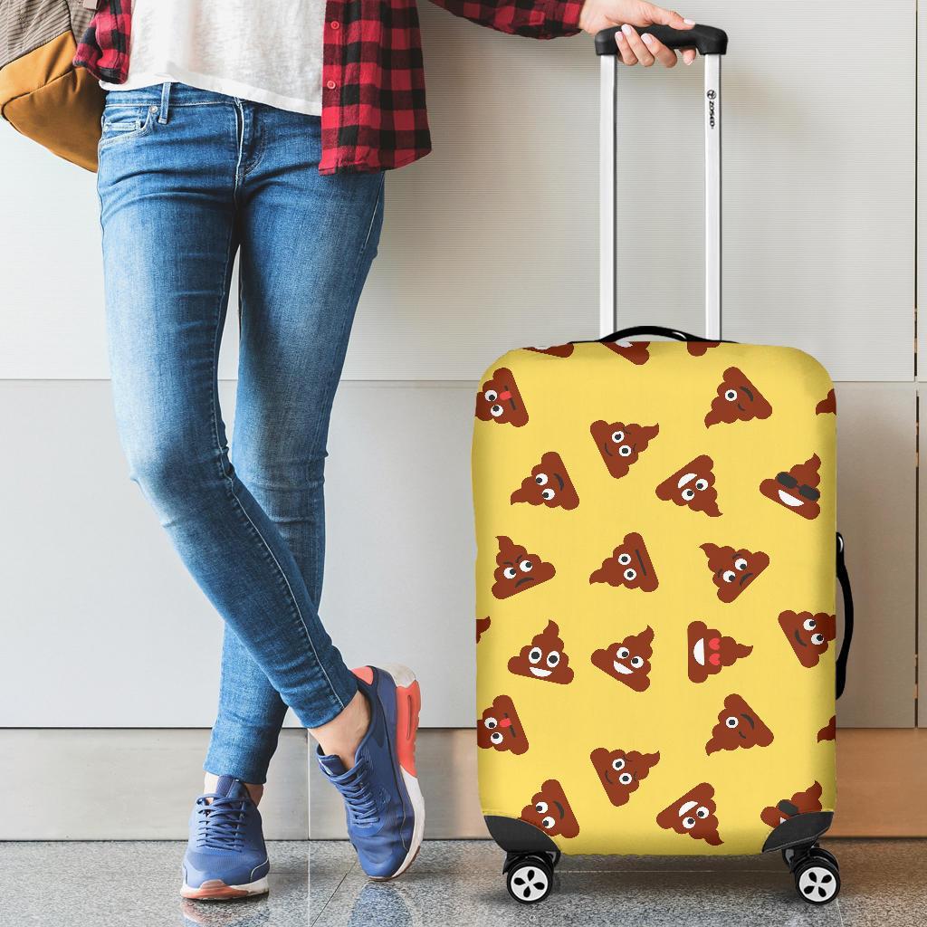 Emoji Poop Print Pattern Luggage Cover Protector-grizzshop