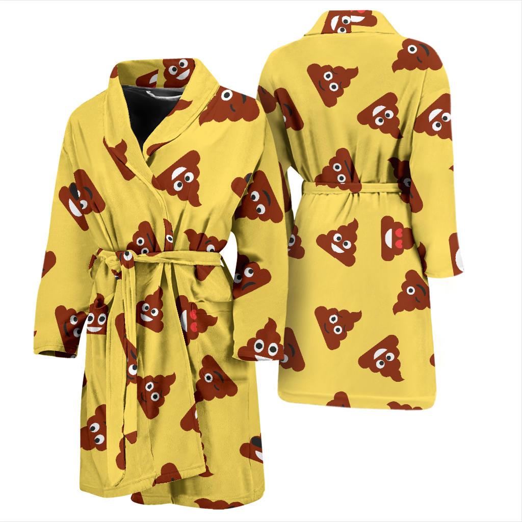 Emoji Poop Print Pattern Men Long Robe-grizzshop