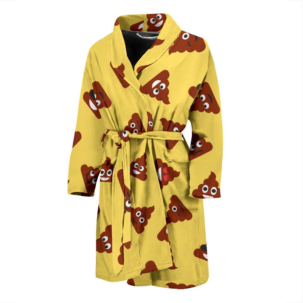 Emoji Poop Print Pattern Men Long Robe-grizzshop