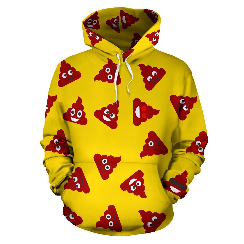 Emoji Poop Print Pattern Men Women Pullover Hoodie-grizzshop