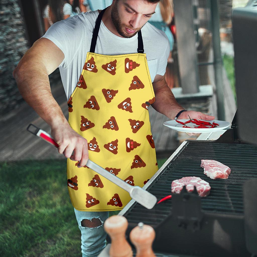 Emoji Poop Print Pattern Men's Apron-grizzshop