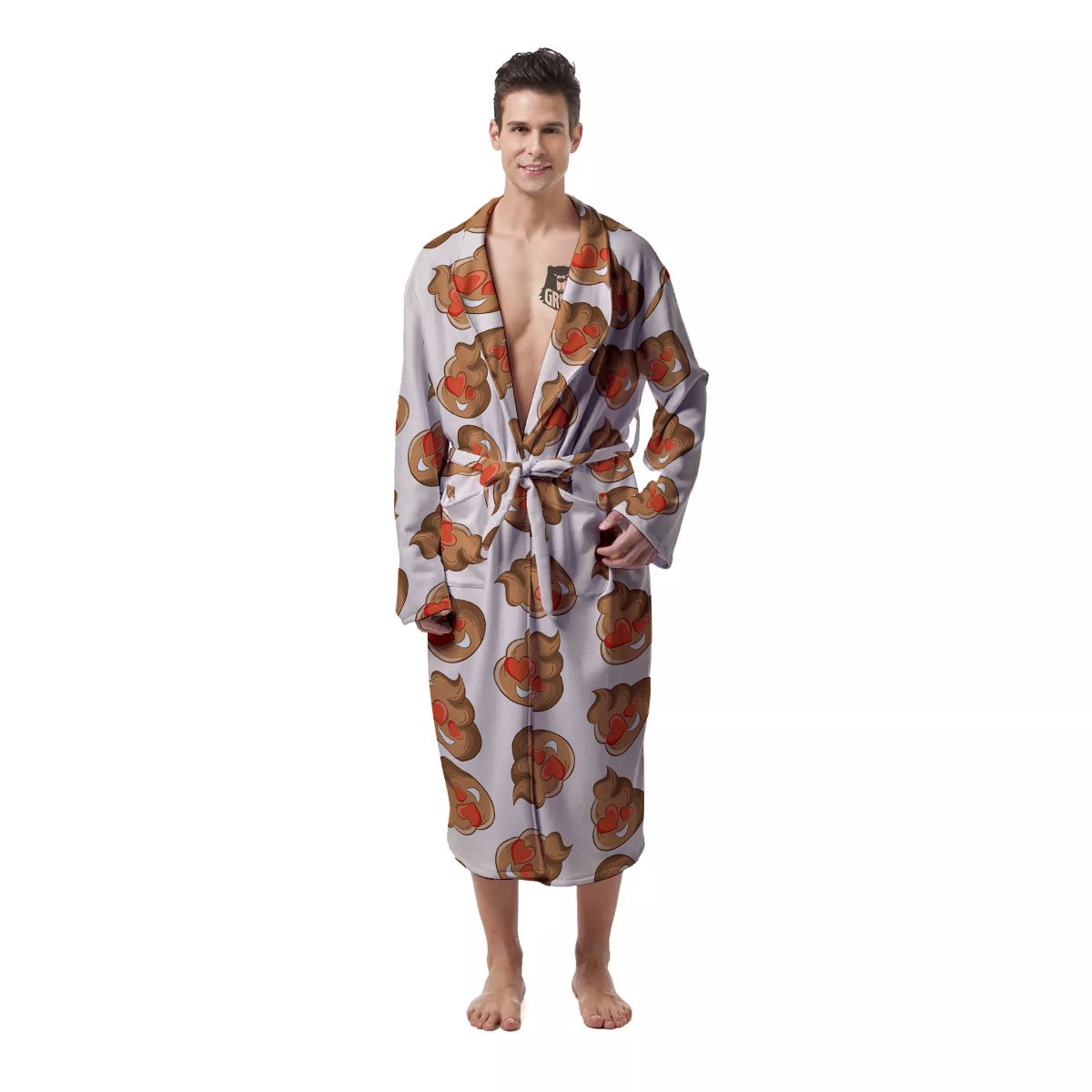 Emoji Poop Print Pattern Men's Robe-grizzshop