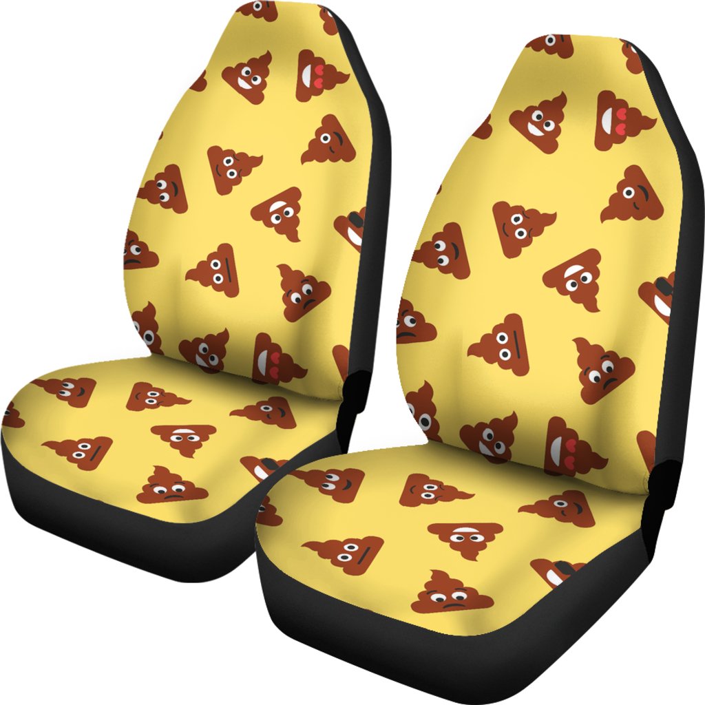 Emoji Poop Print Pattern Universal Fit Car Seat Covers-grizzshop