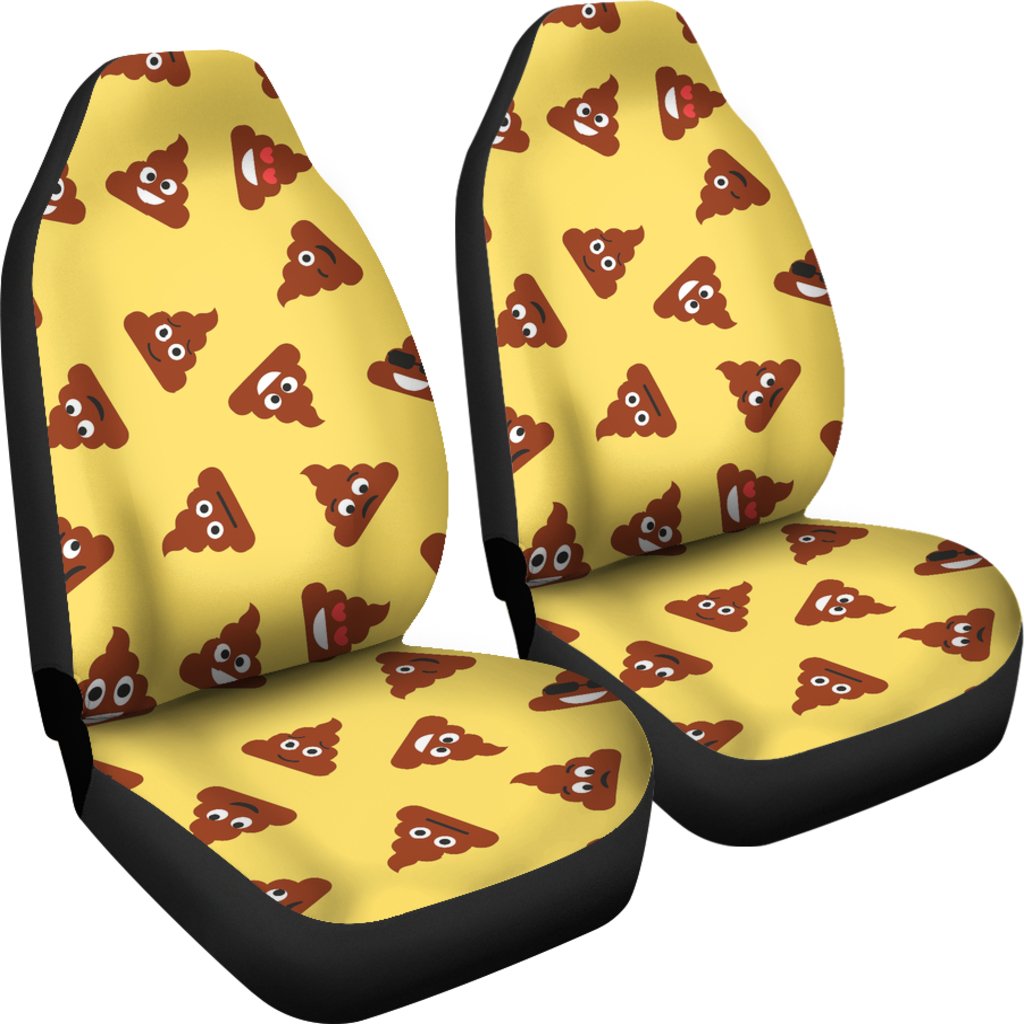 Emoji Poop Print Pattern Universal Fit Car Seat Covers-grizzshop