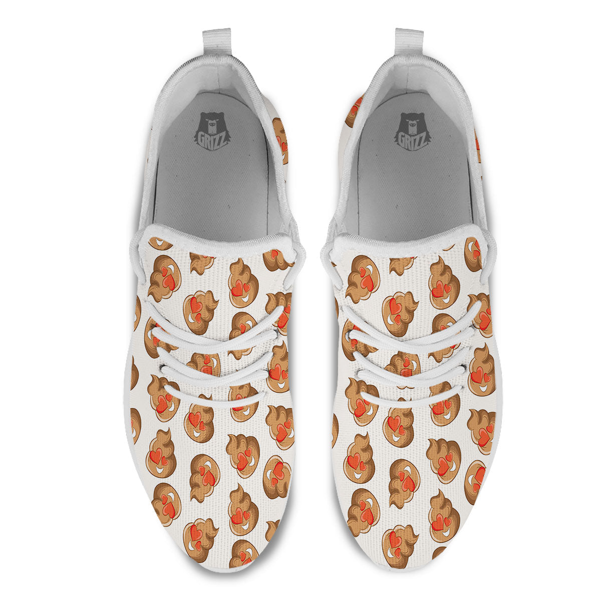 Emoji Poop Print Pattern White Athletic Shoes-grizzshop