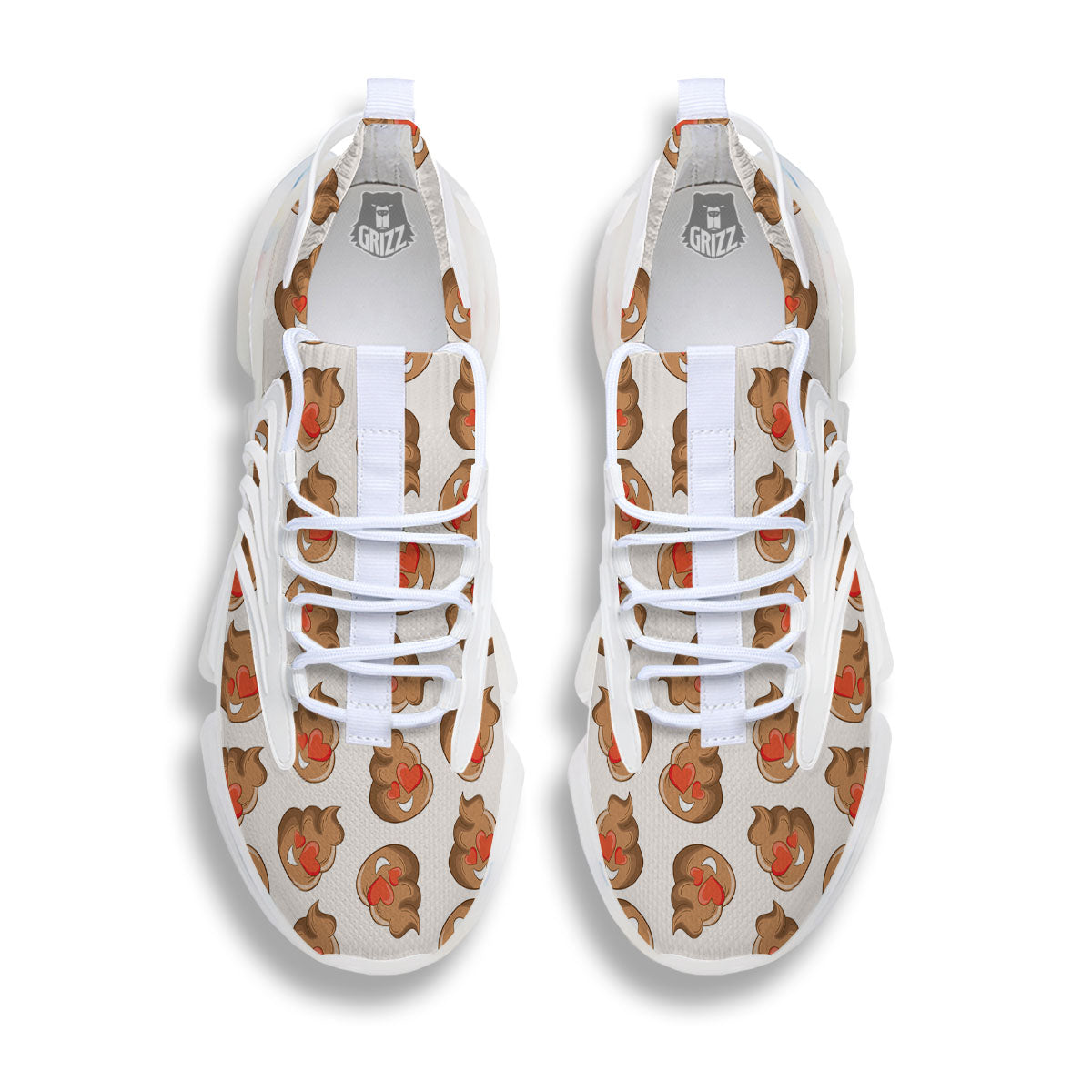 Emoji Poop Print Pattern White Gym Shoes-grizzshop