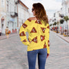 Emoji Poop Print Pattern Women Off Shoulder Sweatshirt-grizzshop