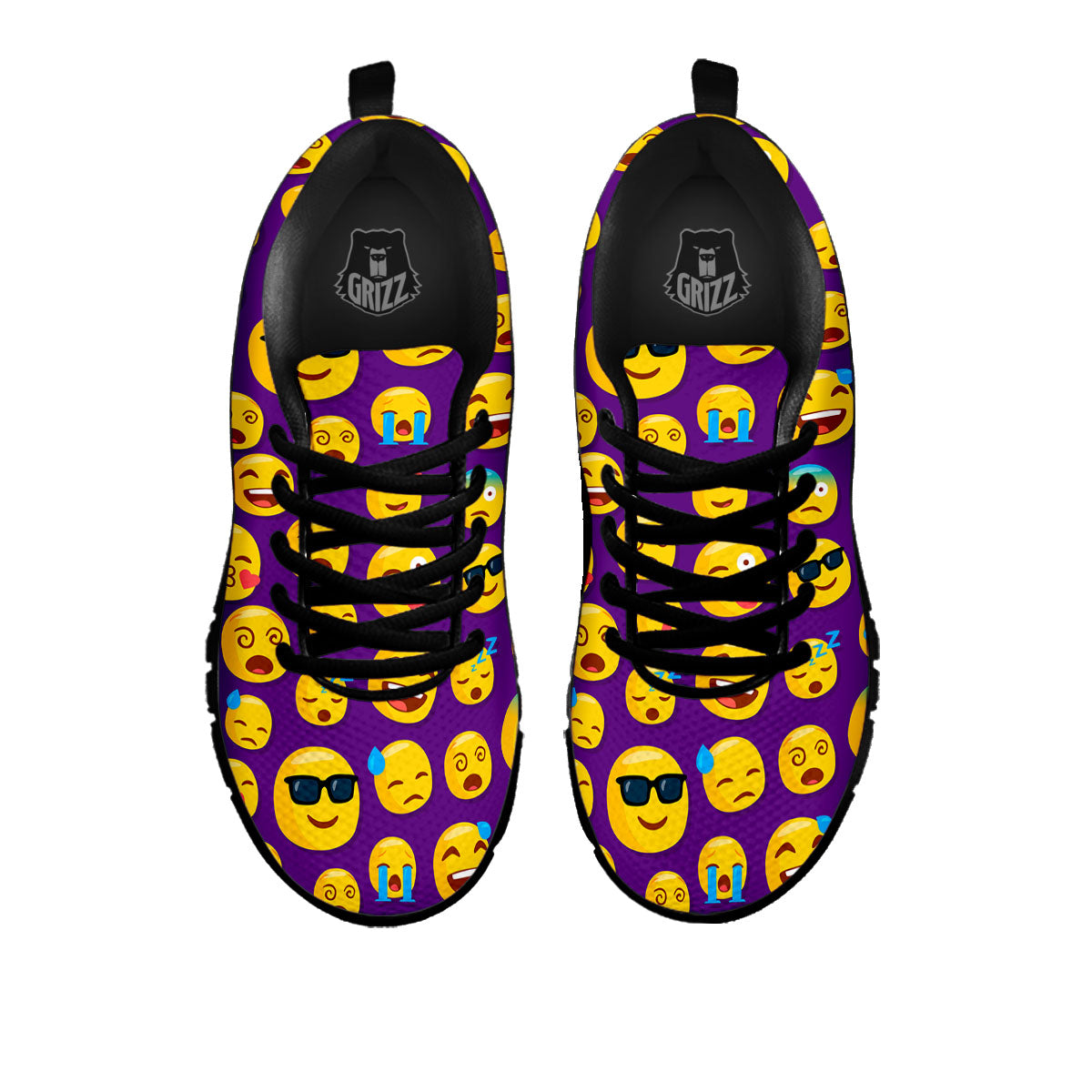 Emoji Purple Print Pattern Black Sneaker-grizzshop