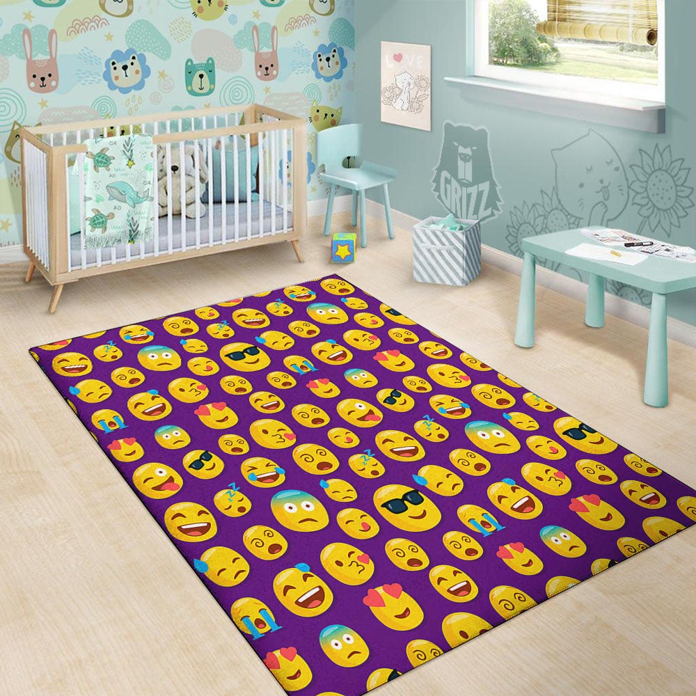 Emoji Purple Print Pattern Floor Mat-grizzshop