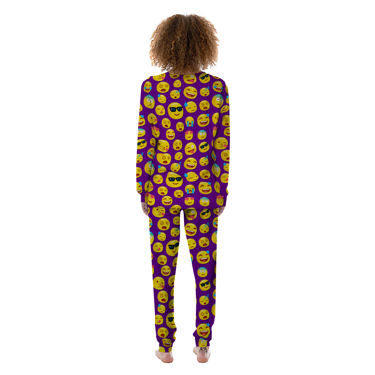 Emoji Purple Print Pattern Women's Pajamas-grizzshop