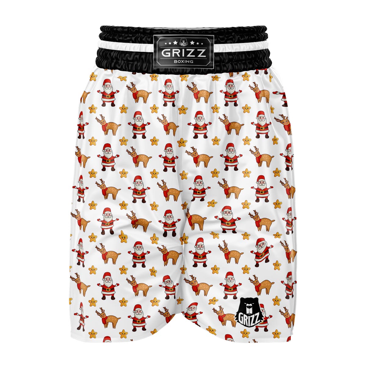 Emoji Reindeer And Santa Claus Print Pattern Boxing Shorts-grizzshop