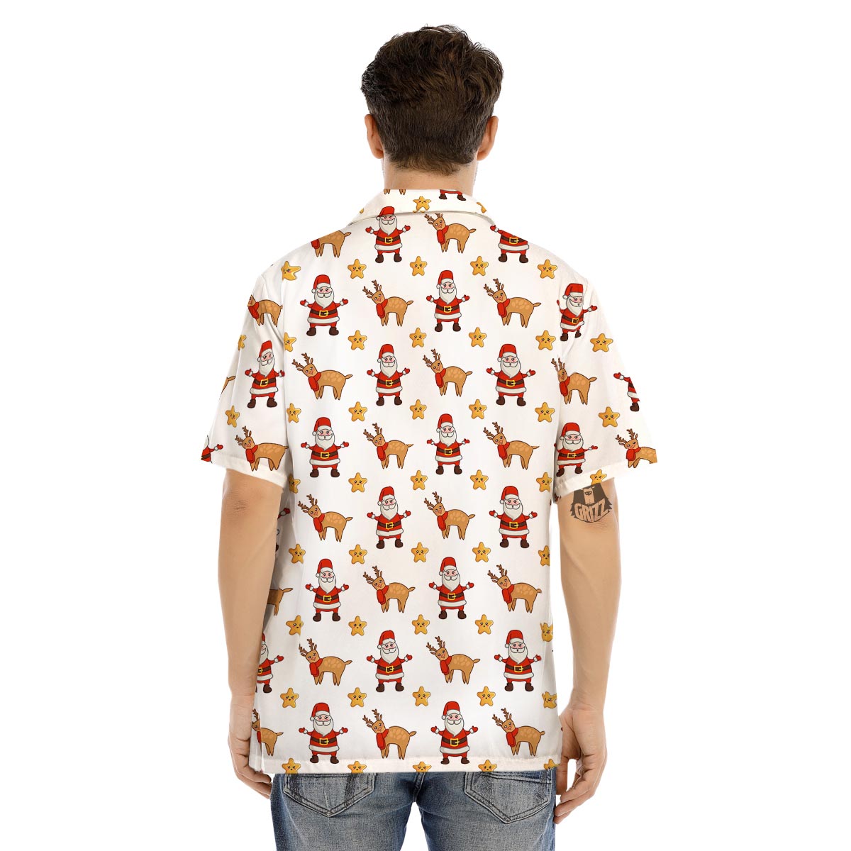 Emoji Reindeer And Santa Claus Print Pattern Men's Hawaiian Shirt-grizzshop