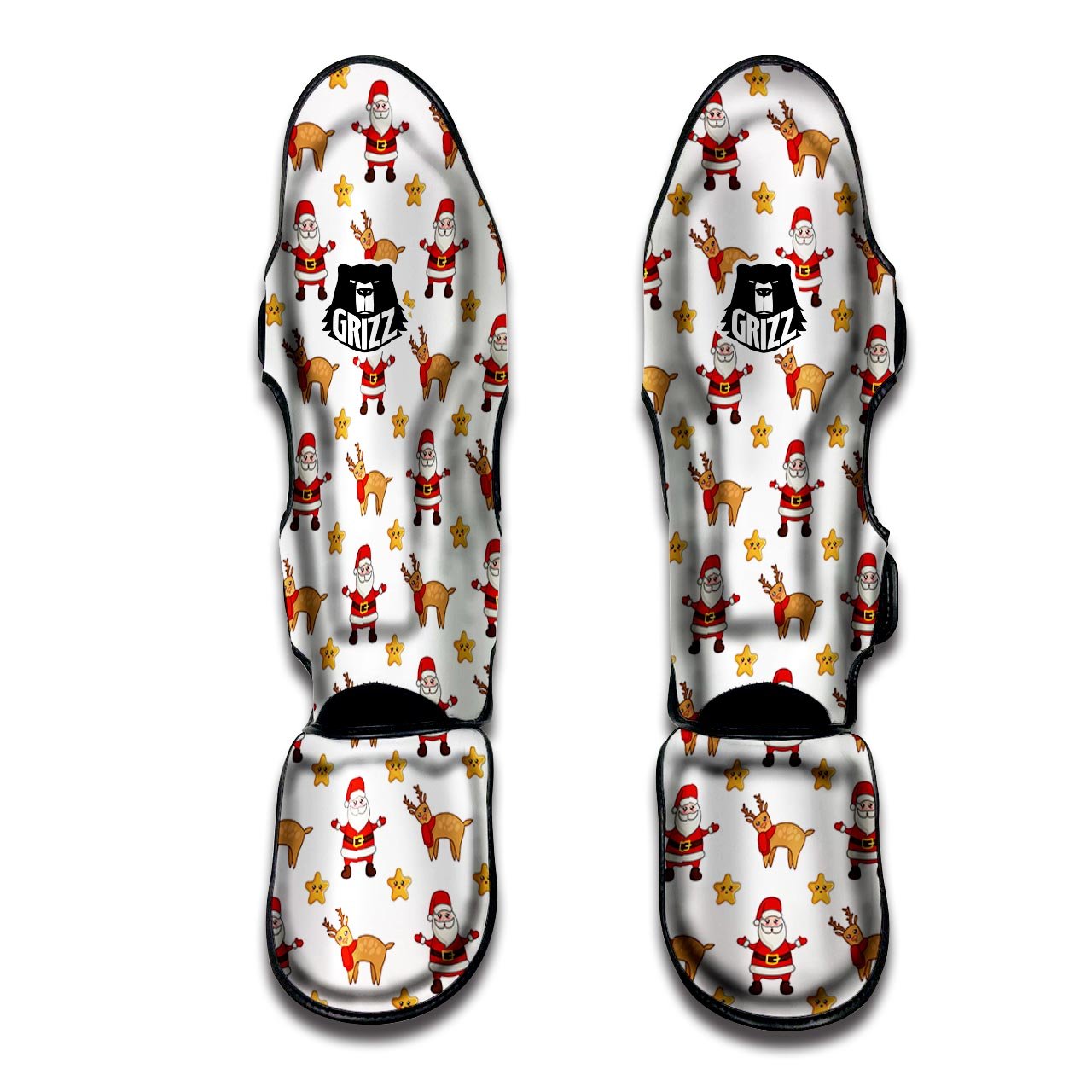 Emoji Reindeer And Santa Claus Print Pattern Muay Thai Shin Guards-grizzshop