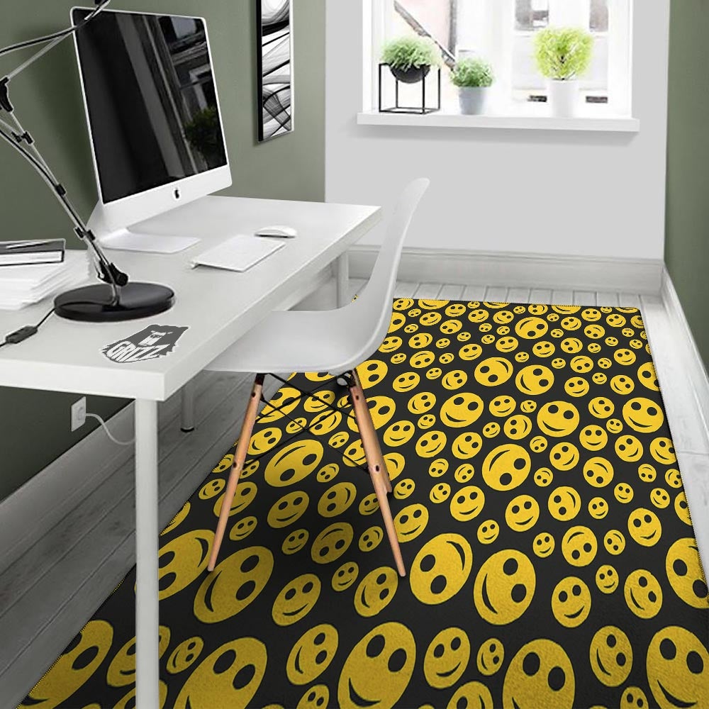 Emoji Smiley Faces Print Pattern Floor Mat-grizzshop