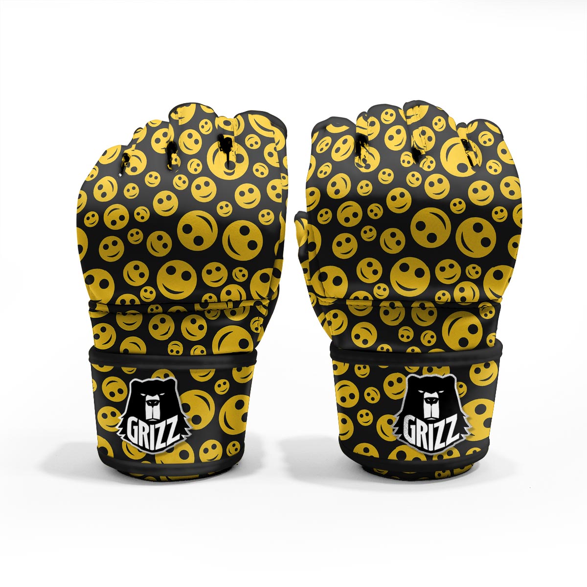 Emoji Smiley Faces Print Pattern MMA Gloves-grizzshop