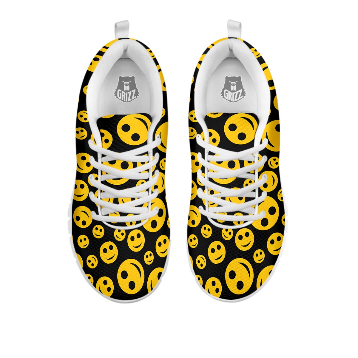 Emoji Smiley Faces Print Pattern White Sneaker-grizzshop