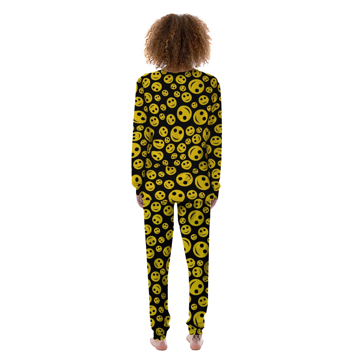 Emoji Smiley Faces Print Pattern Women's Pajamas-grizzshop