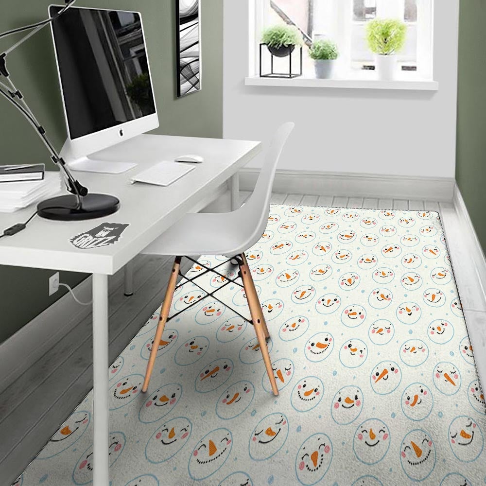Emoji Snowman Print Pattern Floor Mat-grizzshop