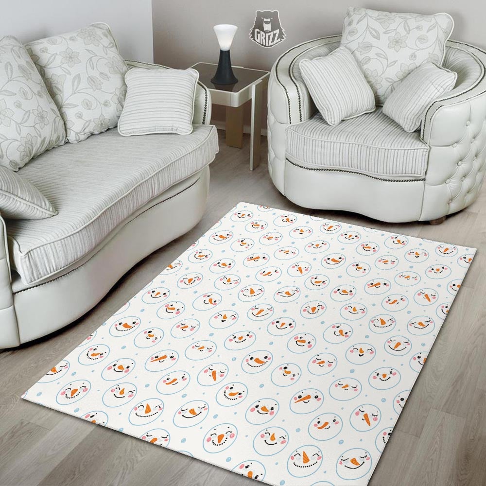 Emoji Snowman Print Pattern Floor Mat-grizzshop