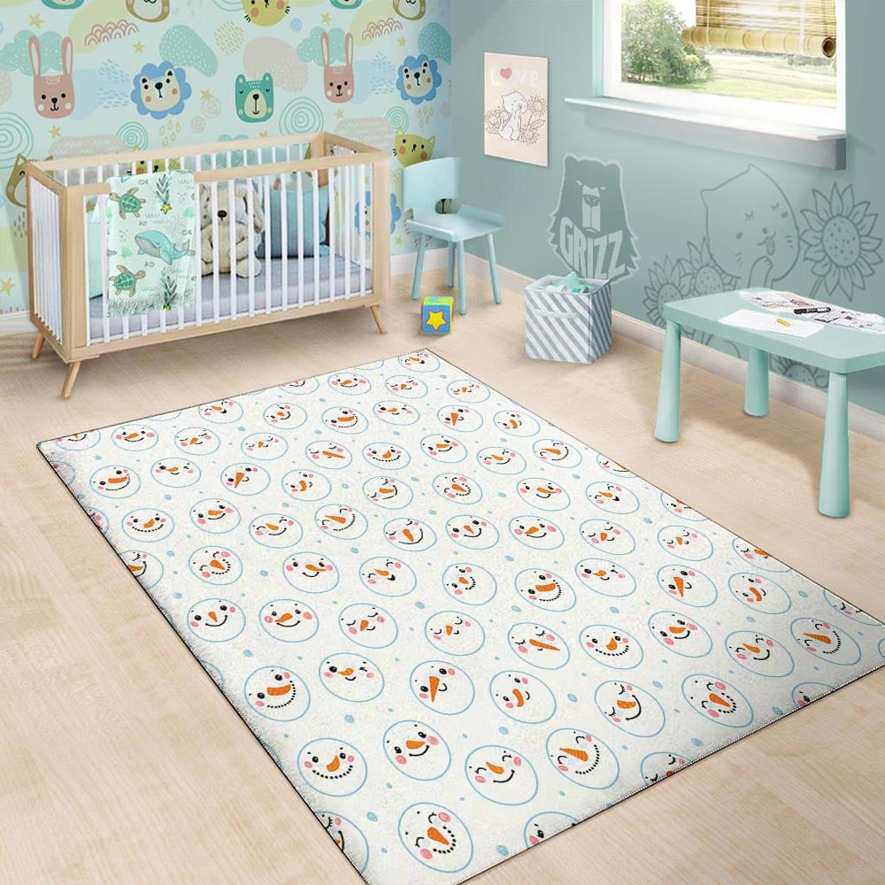 Emoji Snowman Print Pattern Floor Mat-grizzshop