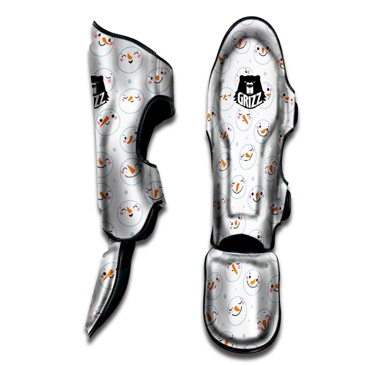 Emoji Snowman Print Pattern Muay Thai Shin Guards-grizzshop