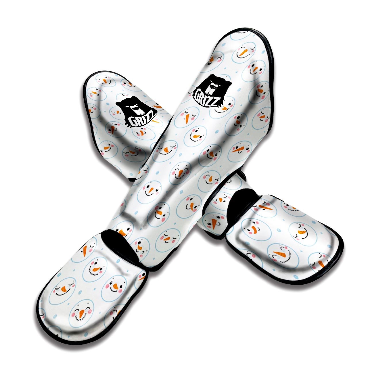 Emoji Snowman Print Pattern Muay Thai Shin Guards-grizzshop