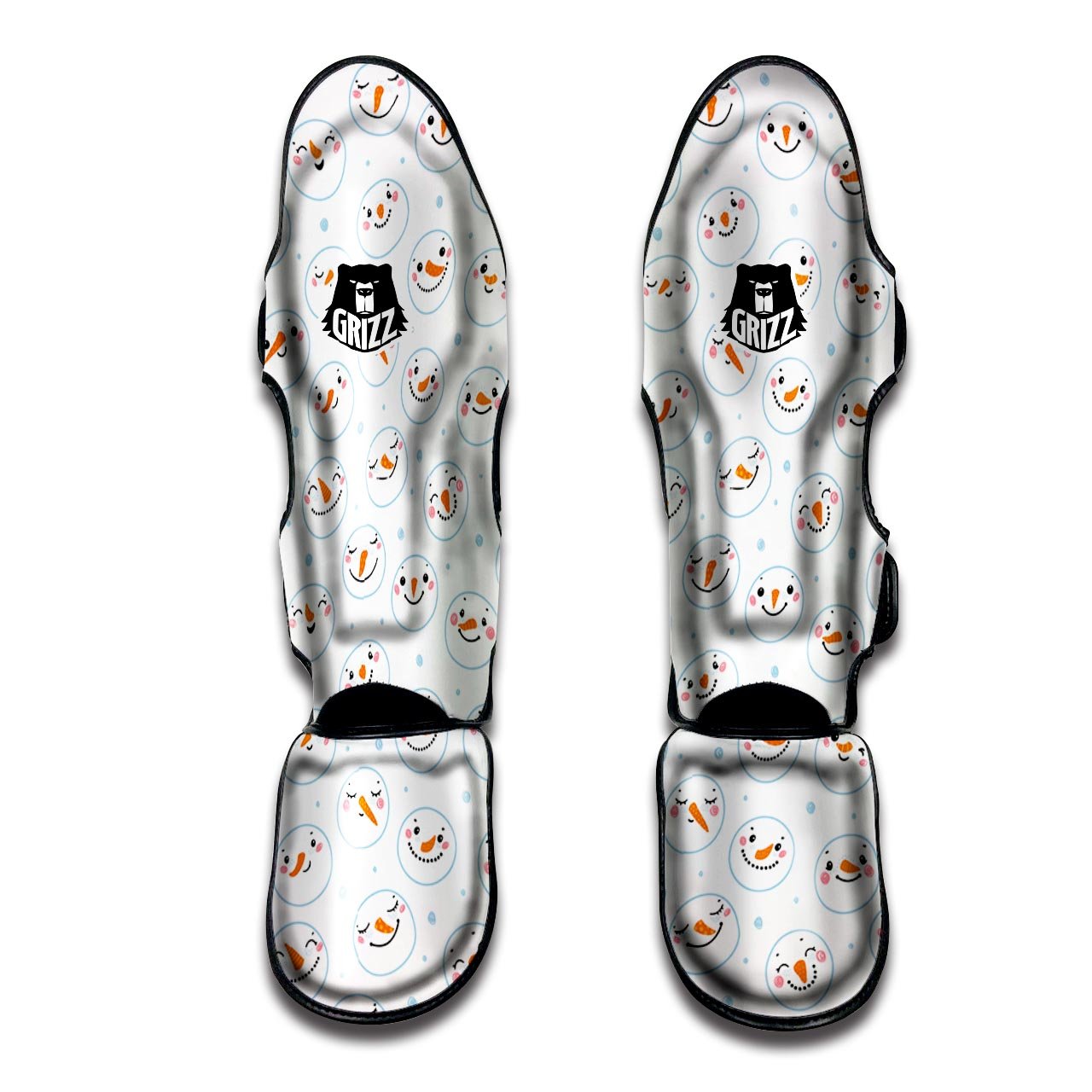 Emoji Snowman Print Pattern Muay Thai Shin Guards-grizzshop