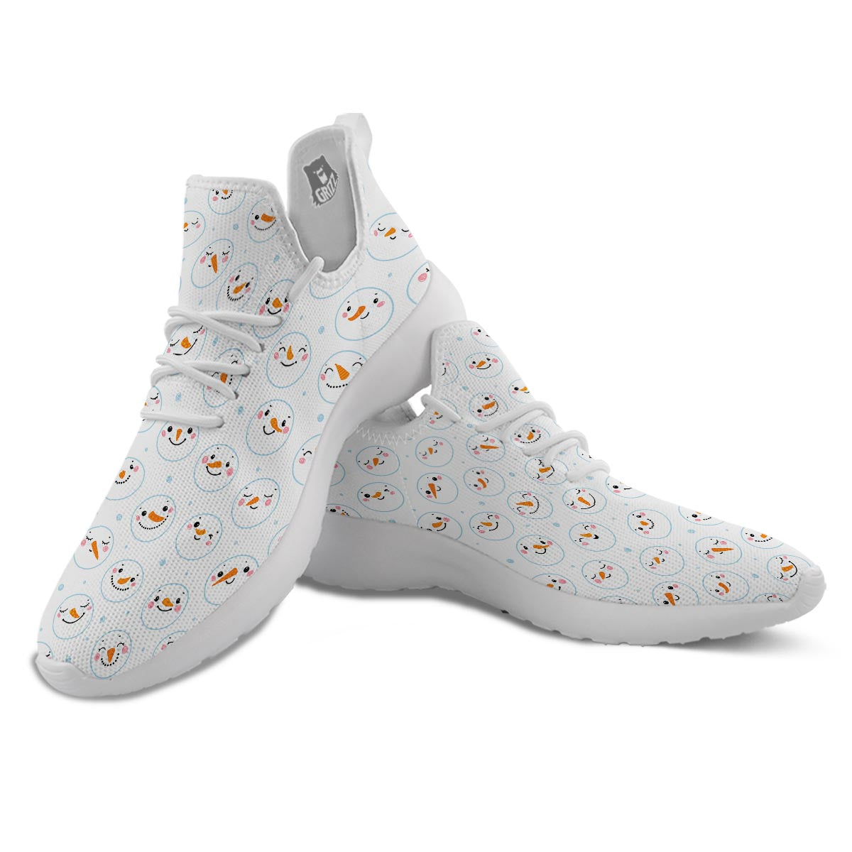 Emoji Snowman Print Pattern White Athletic Shoes-grizzshop