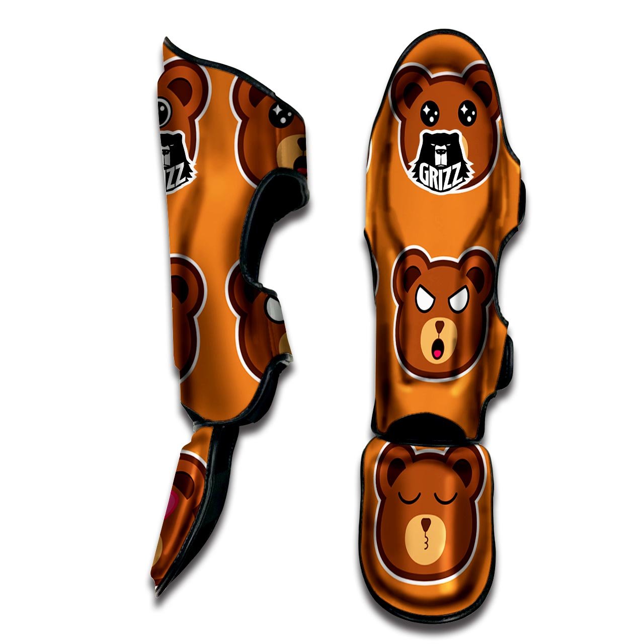 Emoji Teddy Bear Print Muay Thai Shin Guards-grizzshop