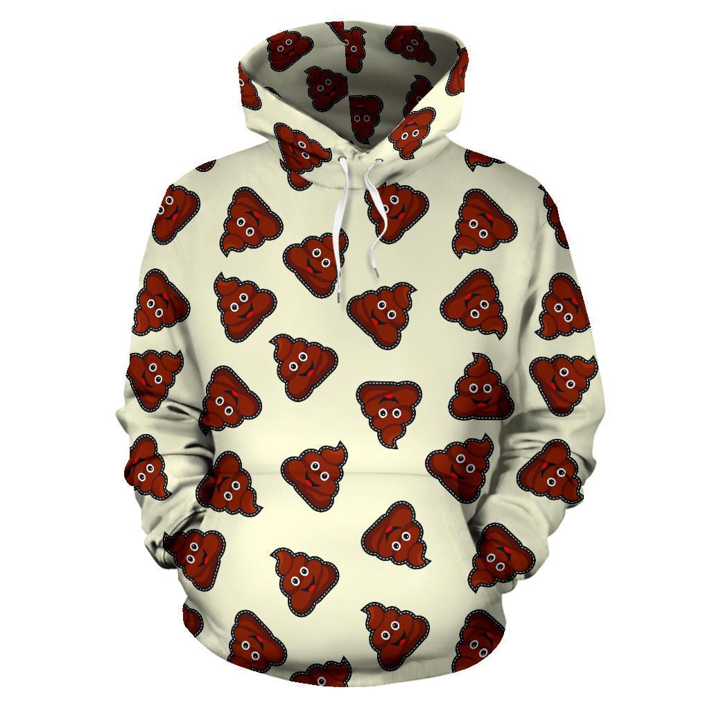 Emoji Poop Pattern Print Men Women Pullover Hoodie-grizzshop