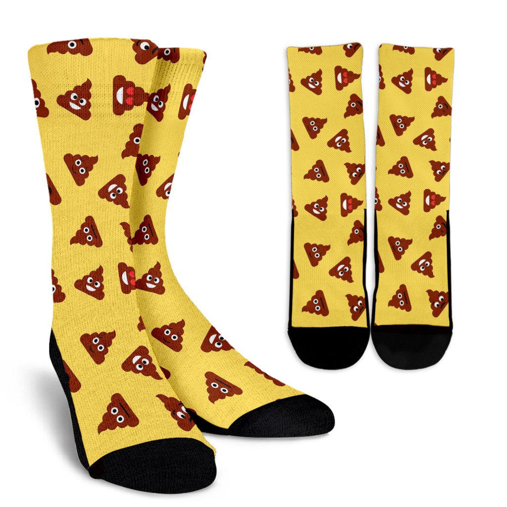 Emoji Poop Print Pattern Unisex Crew Socks-grizzshop