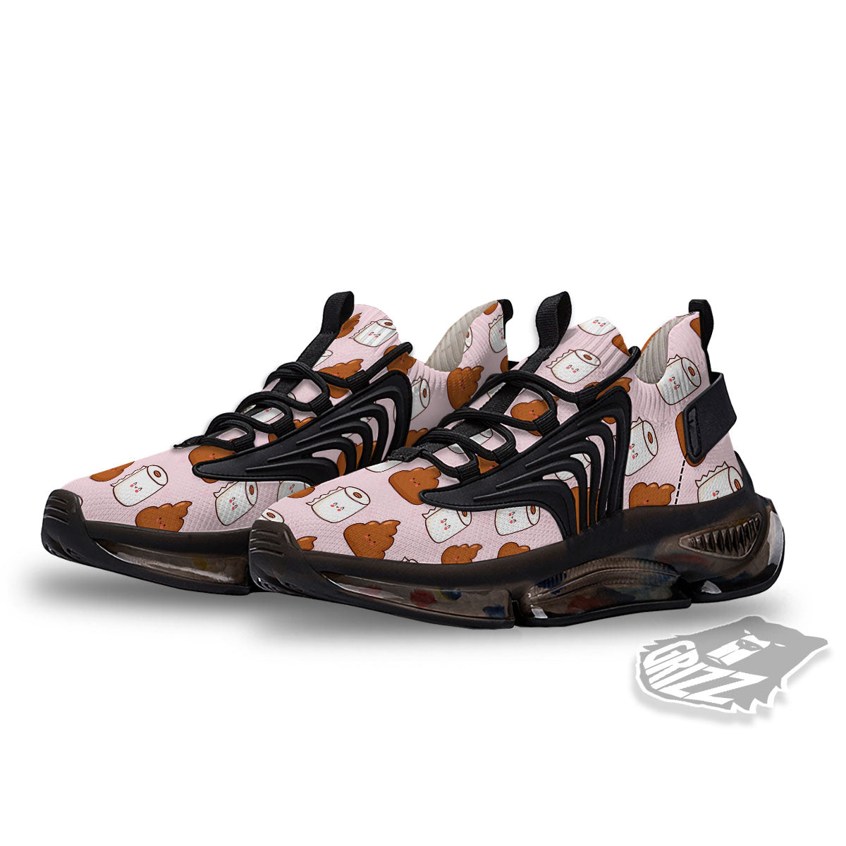 Emoticons Poop Print Pattern Black Gym Shoes-grizzshop