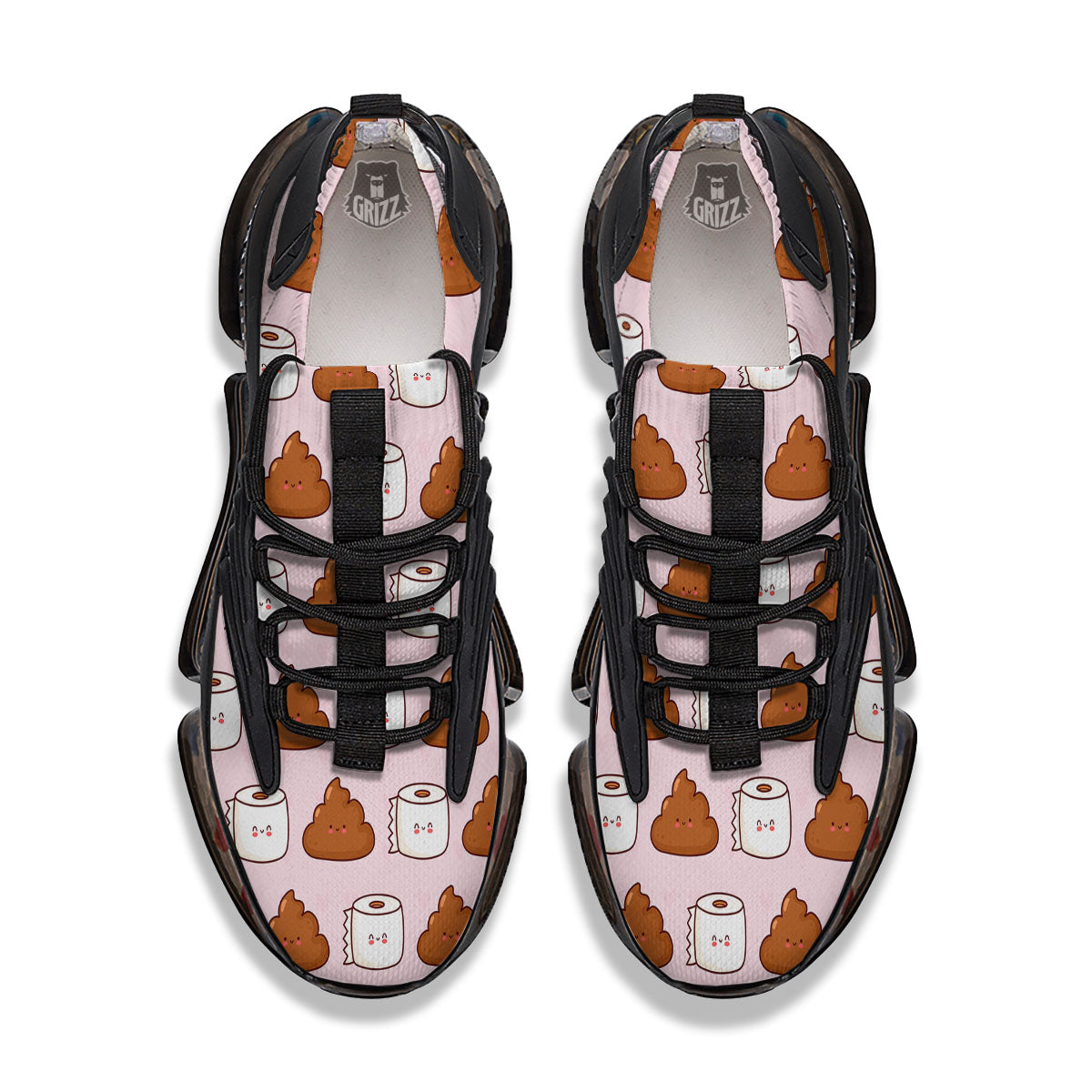 Emoticons Poop Print Pattern Black Gym Shoes-grizzshop