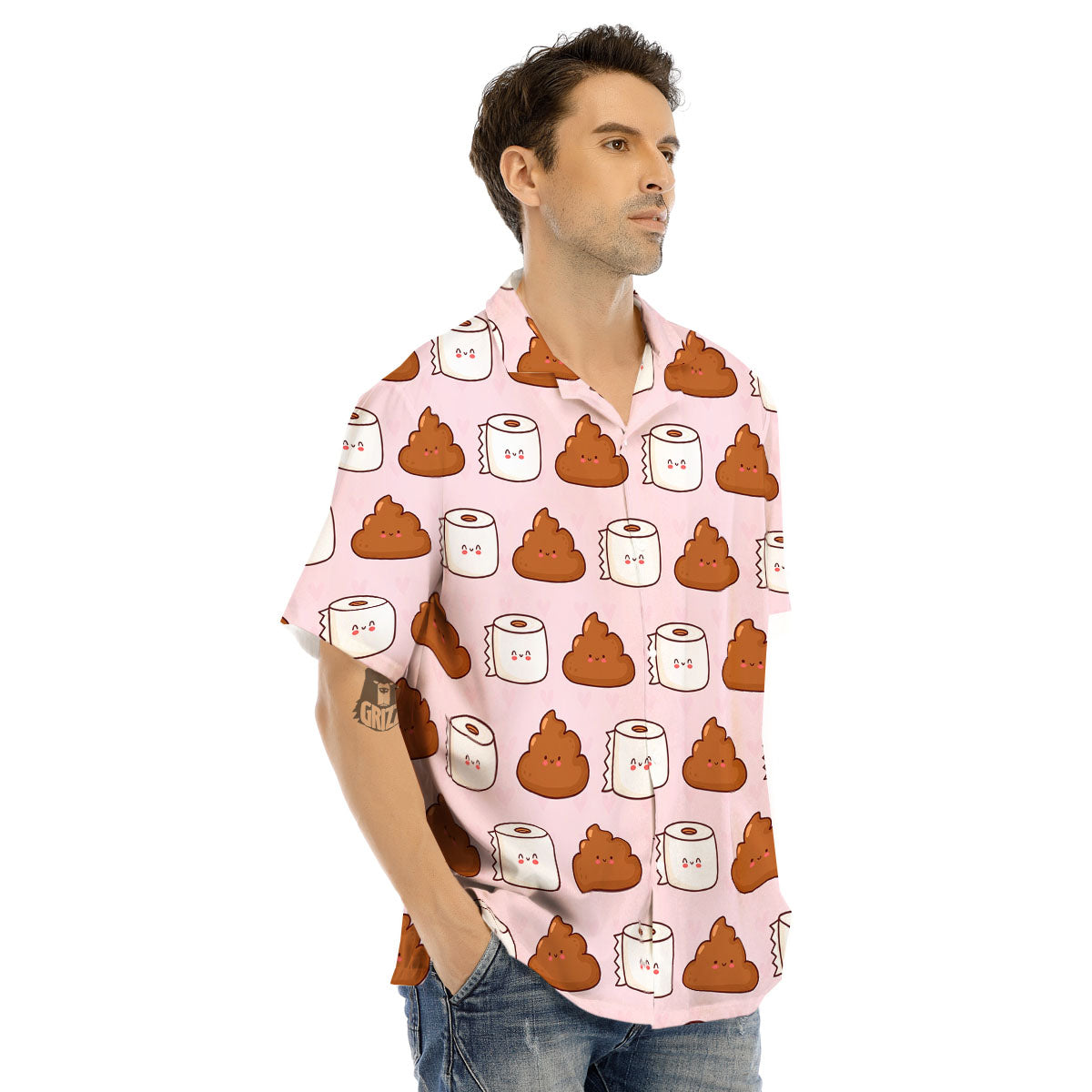 Emoticons Poop Print Pattern Men's Hawaiian Shirt-grizzshop
