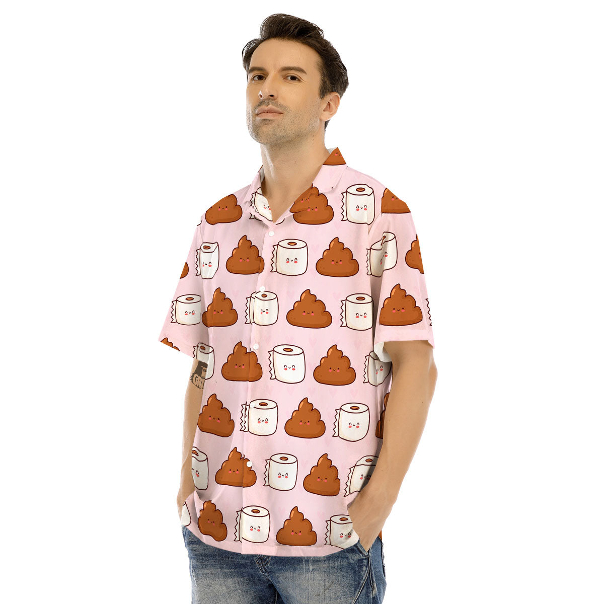 Emoticons Poop Print Pattern Men's Hawaiian Shirt-grizzshop